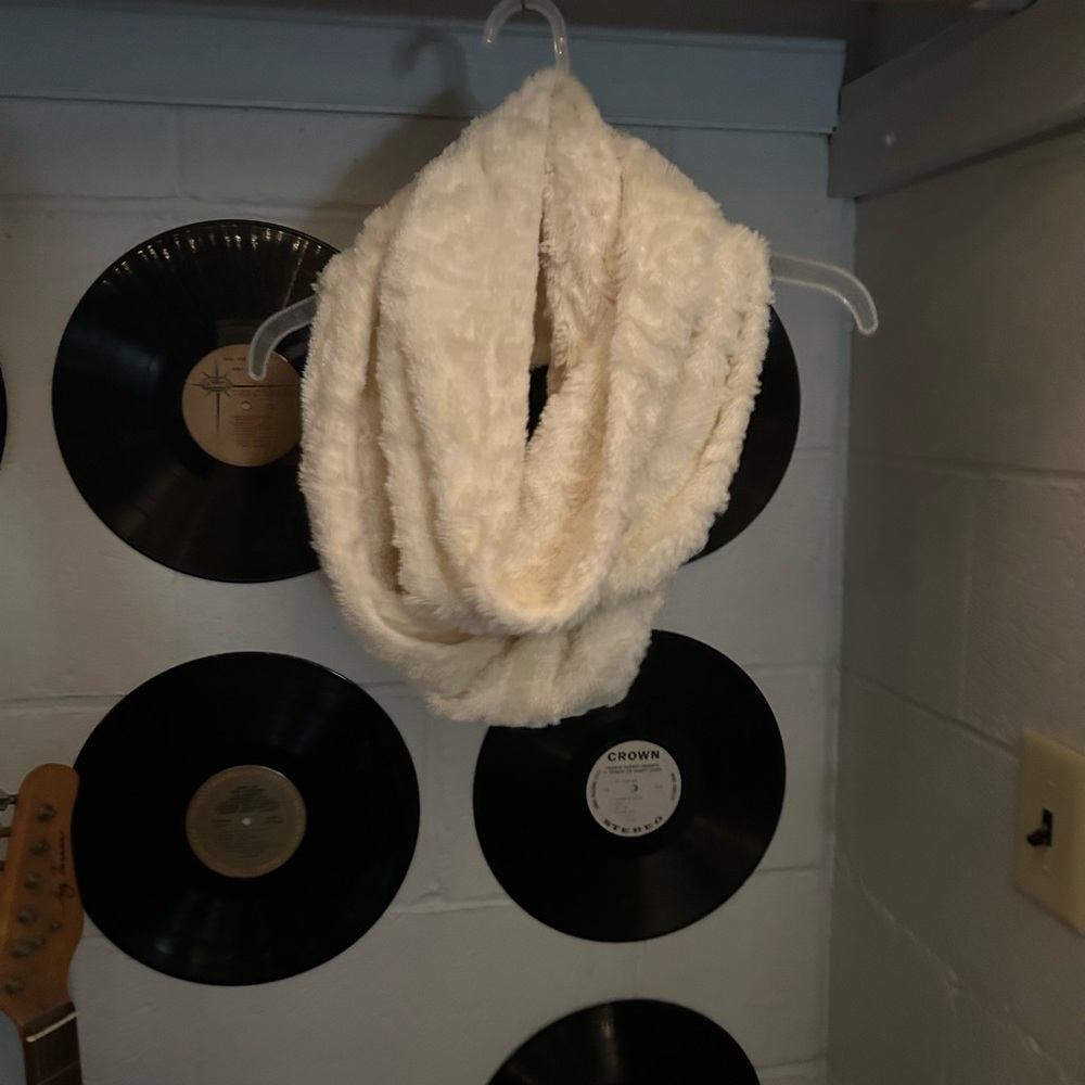 Soft white infinity scarf